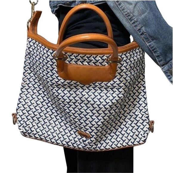 Rebecca Minkoff Womens Handbag Leather Woven Purse Shoulder Bag Blue White - Picture 16 of 16